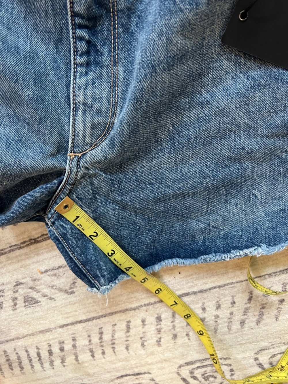 DL1961 Washed Blue Distressed Denim Shorts - Picture 8 of 9